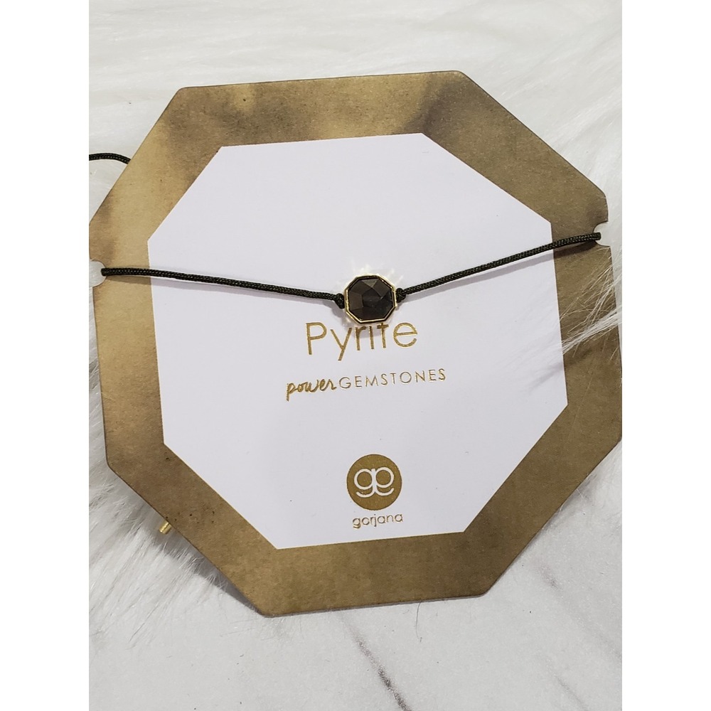 NEW GORJANA Power Gemstone Bracelet PYRITE STRENGTH adjustable dainty cord‎